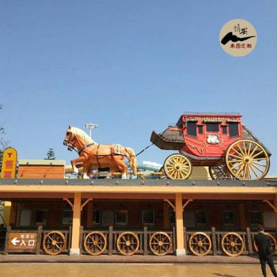 玻璃鋼仿真馬拉車(chē)雕塑 游樂(lè)園主題景觀雕塑