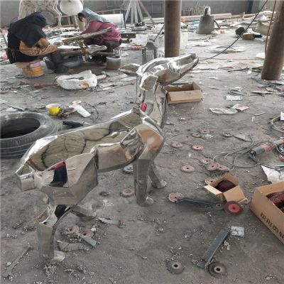 不銹鋼狗，鏡面動物擺件