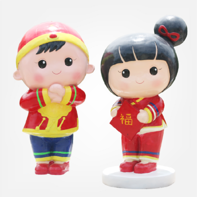 拜年小公仔，玻璃鋼商場(chǎng)春節(jié)美陳卡通人偶
