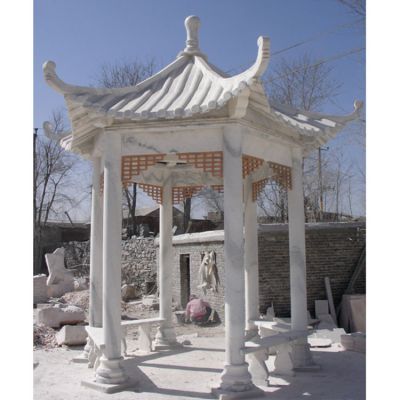 學(xué)?；▓@擺放漢白玉休閑座椅涼亭雕塑