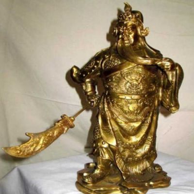 黃銅色關(guān)羽塑像，鑄銅歷史名人關(guān)于長雕塑