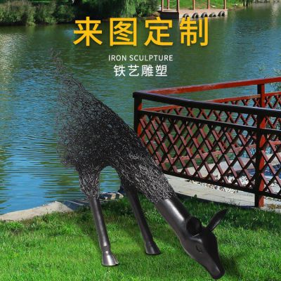鐵藝鹿，抽象藝術(shù)鹿造型雕塑
