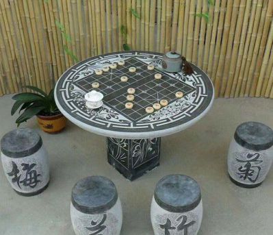 庭院創(chuàng)意下象棋桌凳景觀(guān)石雕