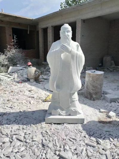 漢白玉孔子，中國古代著名教育家思想家孔子石雕像