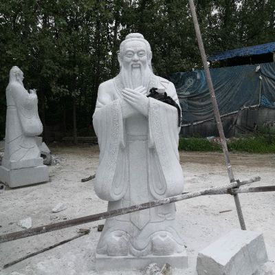 孔子石雕像，漢白玉大理石石雕孔圣人