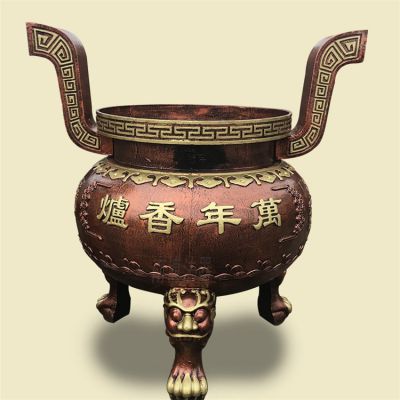 家用銅雕上香祈福鼎，香爐雕塑